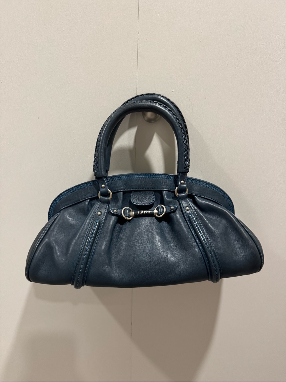 Vintage DIOR Teal Leather Handbag